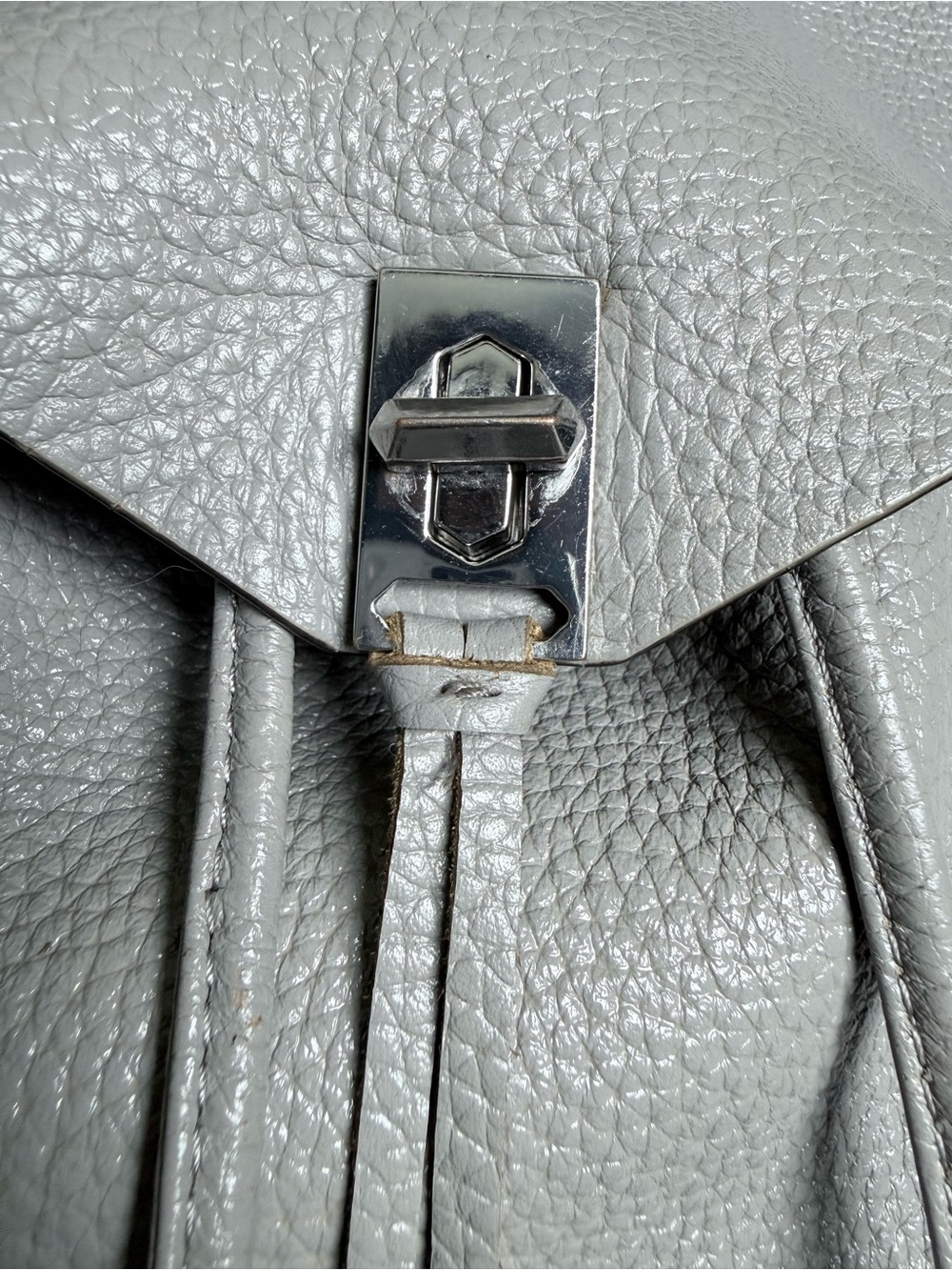 Rebecca Minkoff Gray Pebbled Genuine Leather Drawstring Backpack Purse - Picture 4 of 9